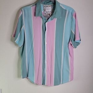 Denim & Flower By Ricky Singh Pastel Striped Men's Shirt - Large